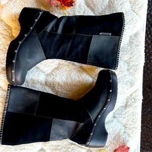 Crocs leather and suede clog boots